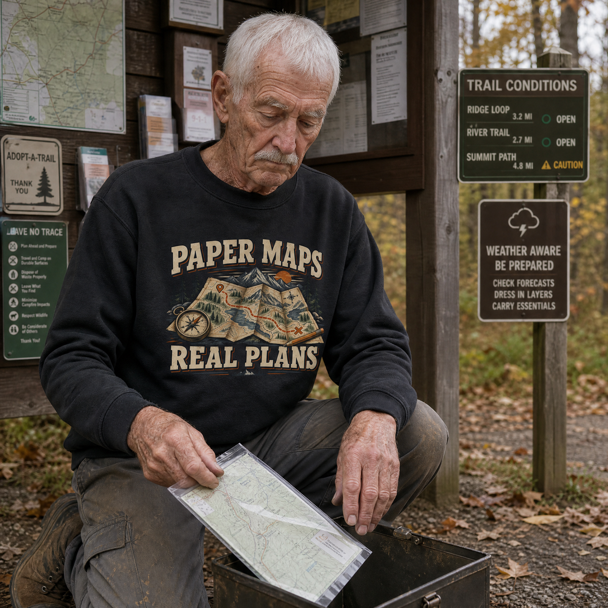 "Paper Maps. Real Plans" Vintage Sweatshirt