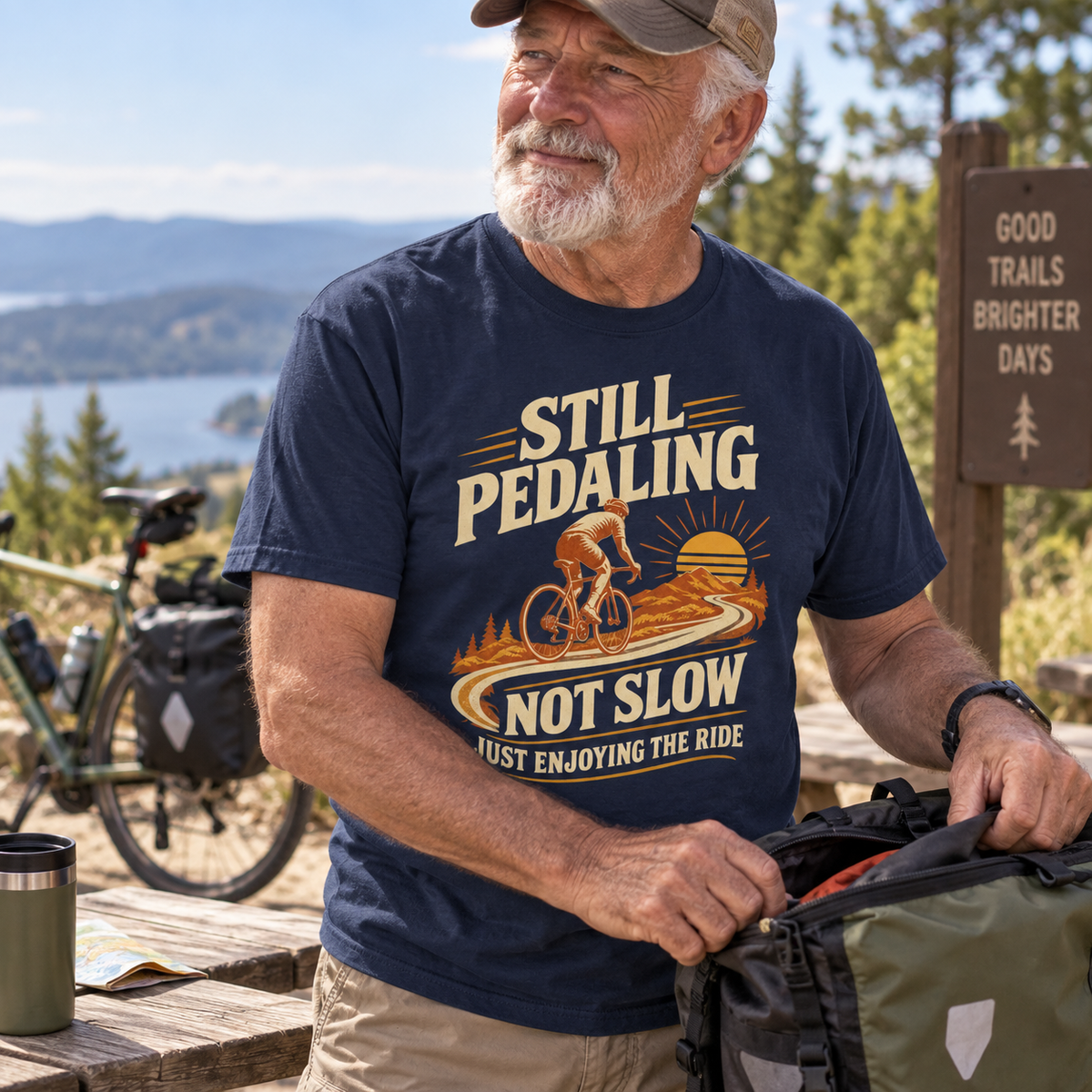 "Still Pedaling. Not Slow. Just Enjoying The Ride" Vintage T-Shirt