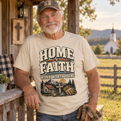 "Home Faith Work Worth Doing" Vintage T-Shirt