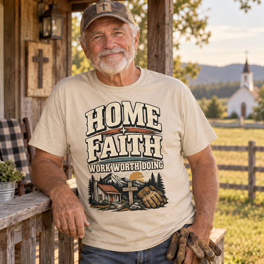 "Home Faith Work Worth Doing" Vintage T-Shirt