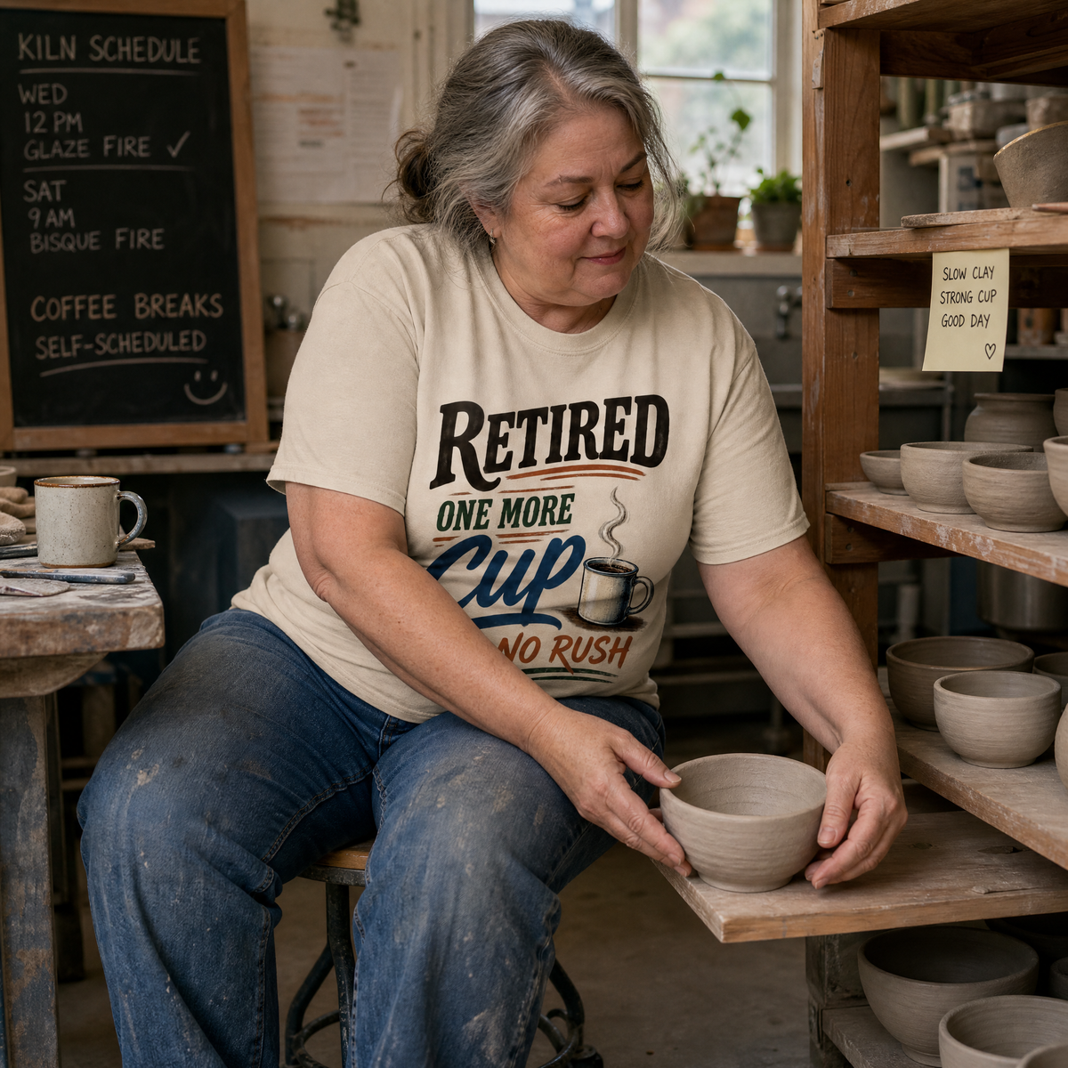 "Retired. One More Cup. No Rush" Vintage T-Shirt