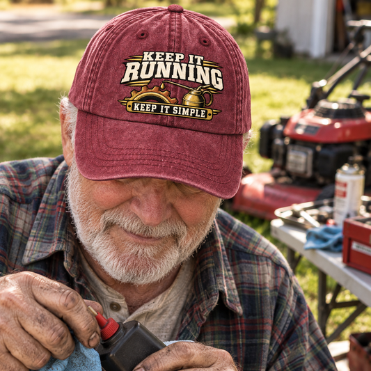 "Keep It Running. Keep It Simple" Vintage Washed Cap