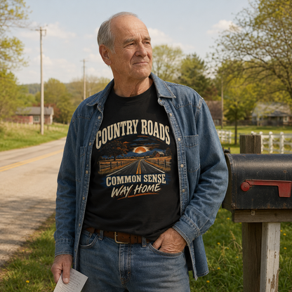 "Country Roads. Common Sense. Way Home" Vintage T-Shirt