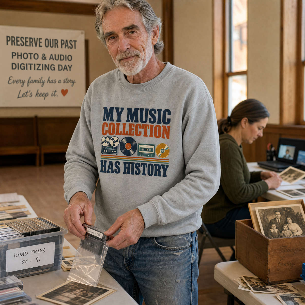 "My Music Collection Has History" Vintage Sweatshirt