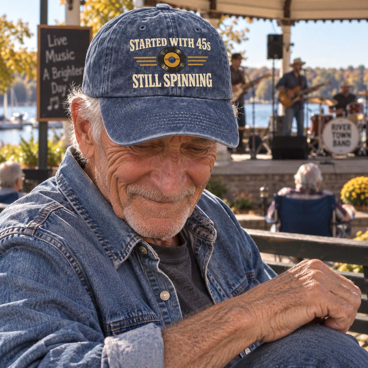 "Started With 45s. Still Spinning" Vintage Washed Cap