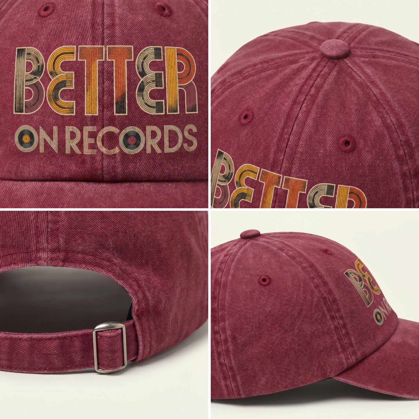 "Better On Records" Vinyl Music Washed Cap