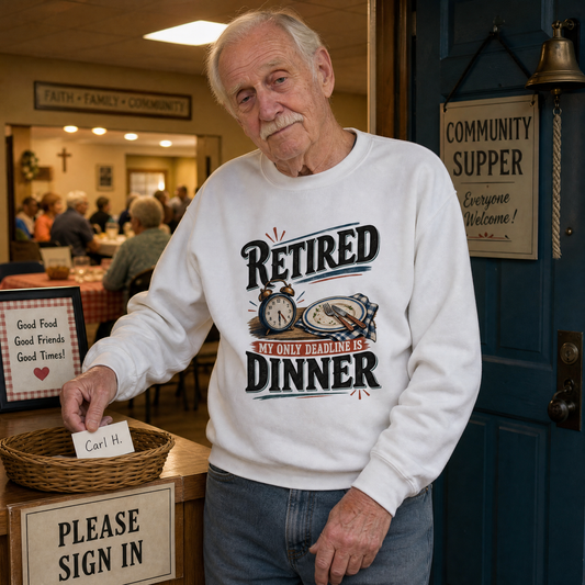 "Retired. My Only Deadline Is Dinner" Vintage Sweatshirt