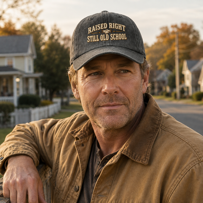 "Raised Right Still Old School" Vintage Washed Cap