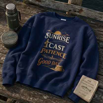 "Sunrise Cast Patience. Good Day" Vintage Sweatshirt