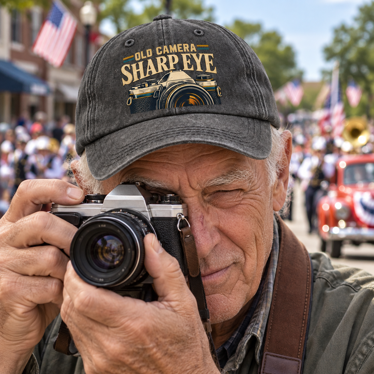 "Old Camera. Sharp Eye" Vintage Washed Cap