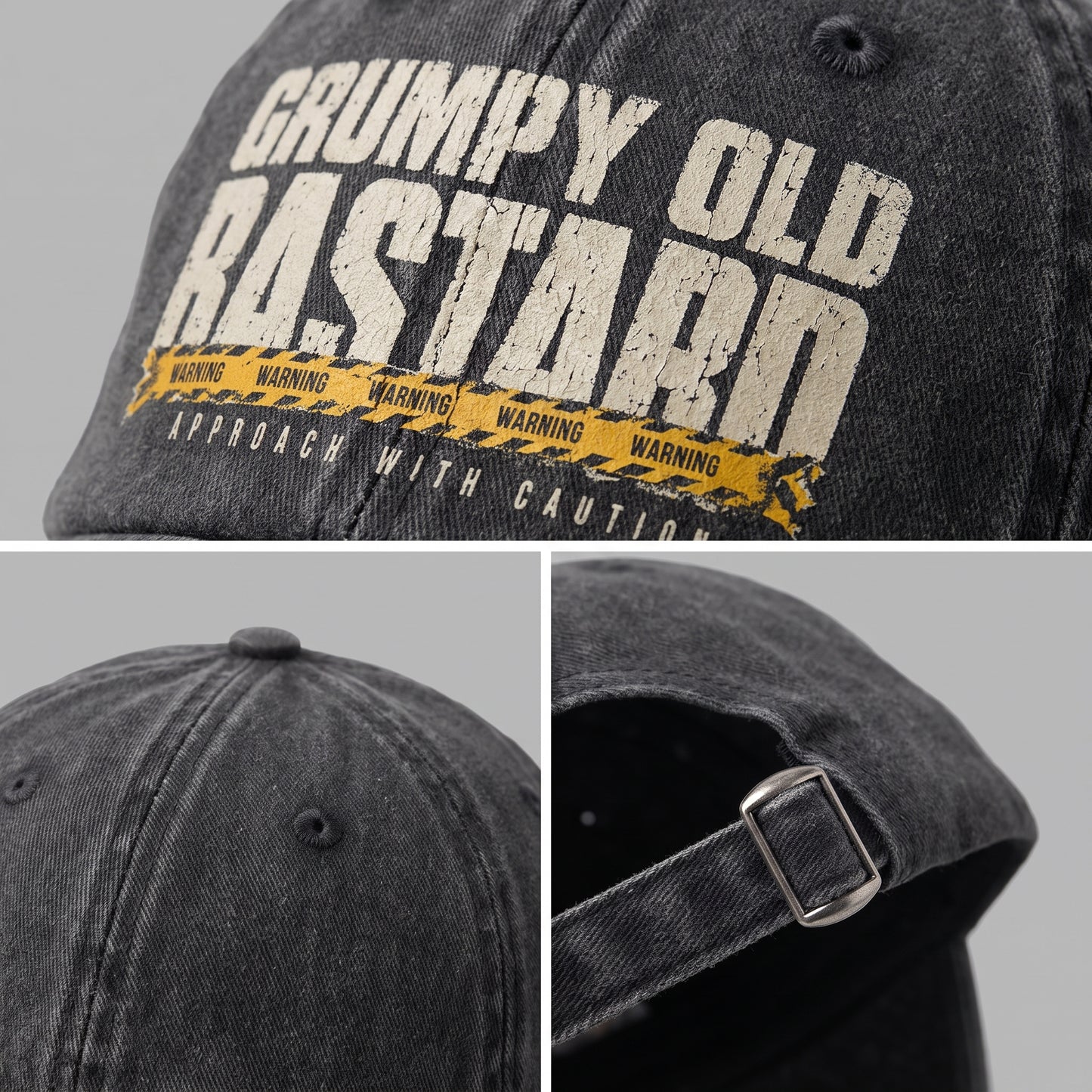 "Grumpy Old Bastard Approach with Caution" Vintage Washed Cap