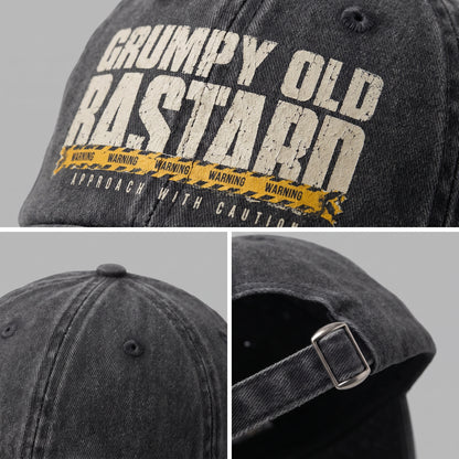 "Grumpy Old Bastard Approach with Caution" Vintage Washed Cap