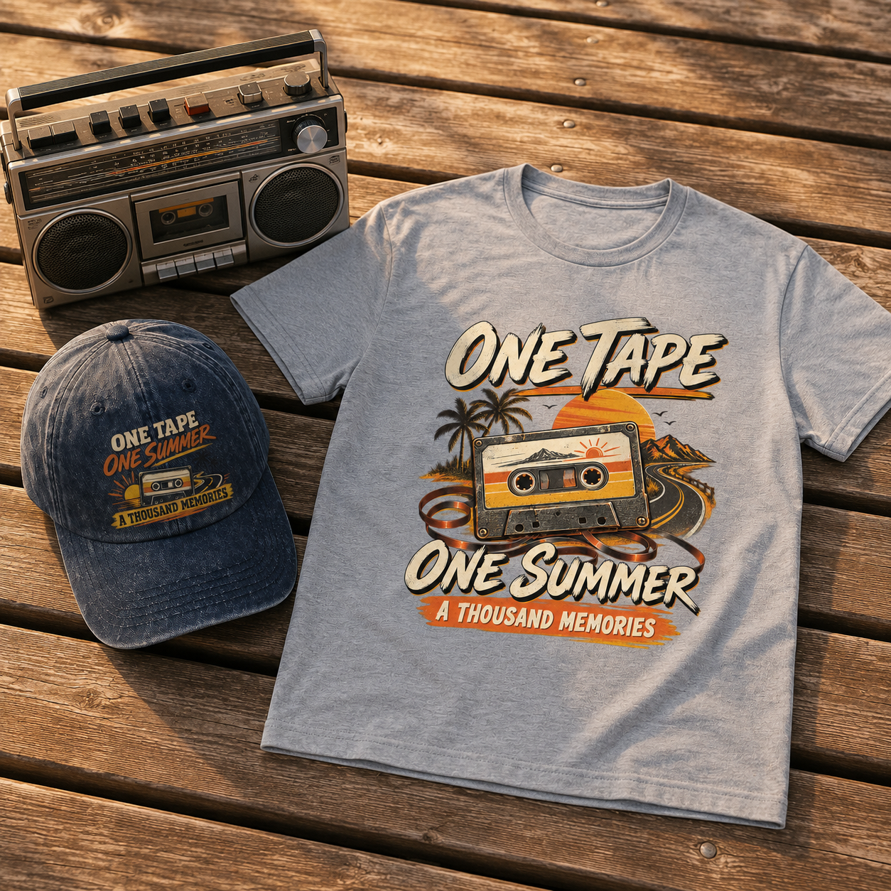 "One Tape One Summer A Thousand Memories" Vintage T-Shirt