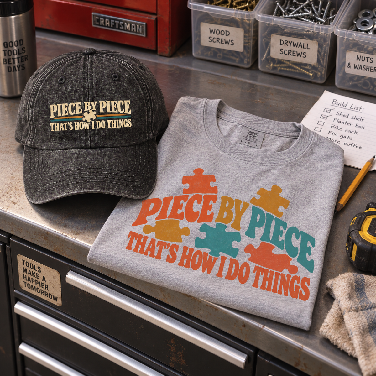 "Piece By Piece. That's How I Do Things" Vintage Washed Cap