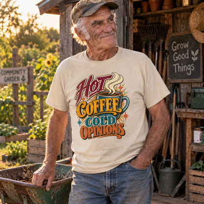 "Hot Coffee. Cold Opinions" Vintage T-Shirt