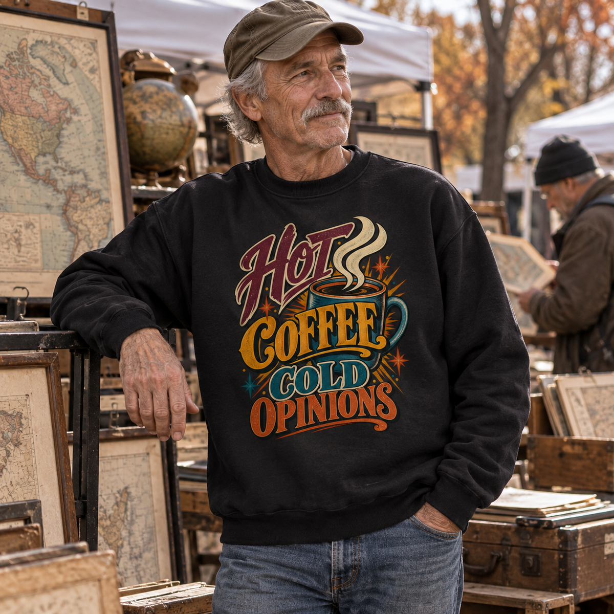 "Hot Coffee. Cold Opinions" Vintage Sweatshirt