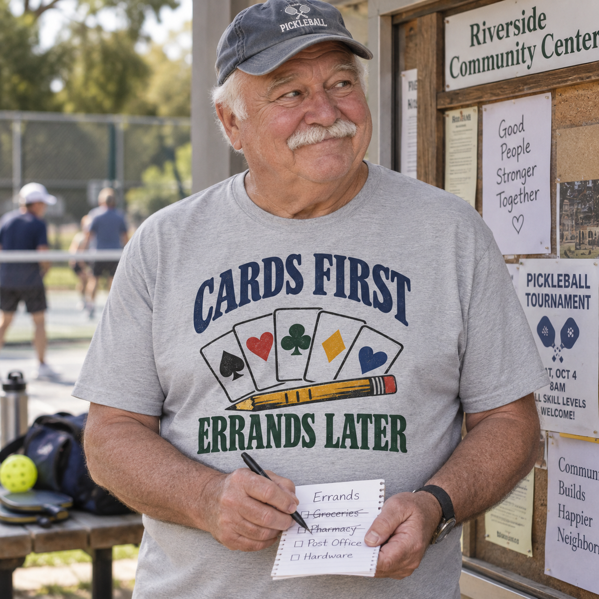 "Cards First. Errands Later" Vintage T-Shirt