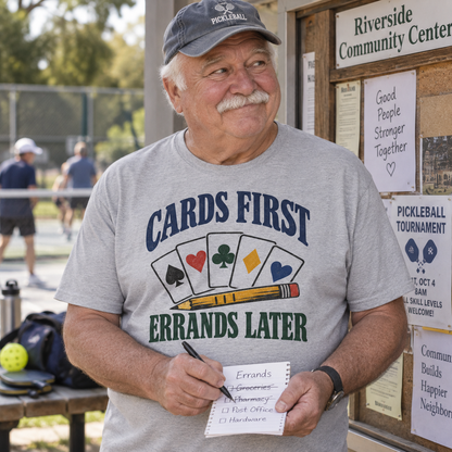 "Cards First. Errands Later" Vintage T-Shirt