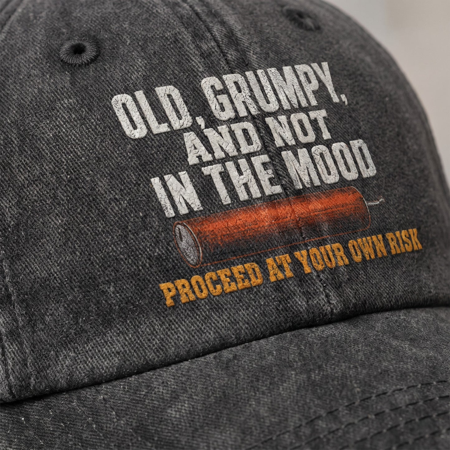 "Old, Grumpy and Not in the Mood" Vintage Washed Cap
