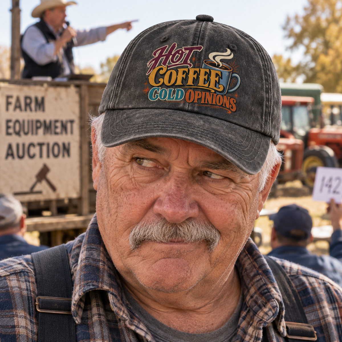 "Hot Coffee. Cold Opinions" Vintage Washed Cap