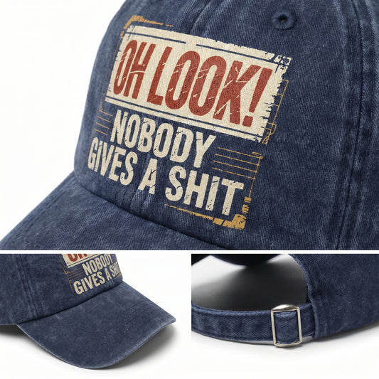 Navy cap detail collage with sign front print, brim, and back strap