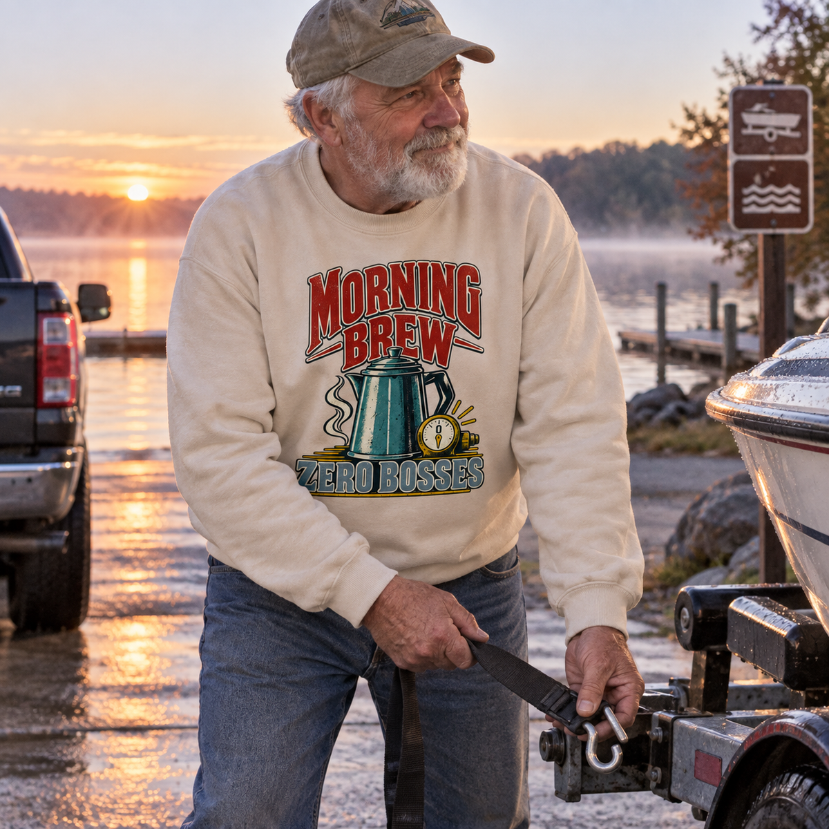"Morning Brew. Zero Bosses" Vintage Sweatshirt