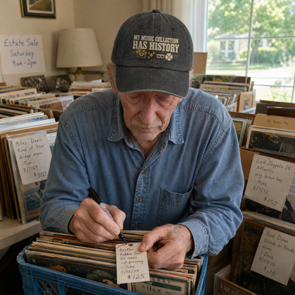"My Music Collection Has History" Vintage Washed Cap