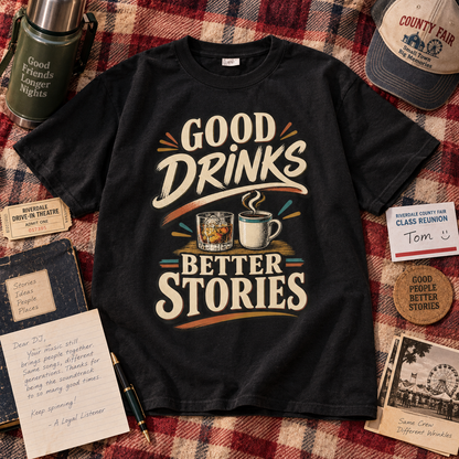 "Good Drinks. Better Stories" Vintage T-Shirt