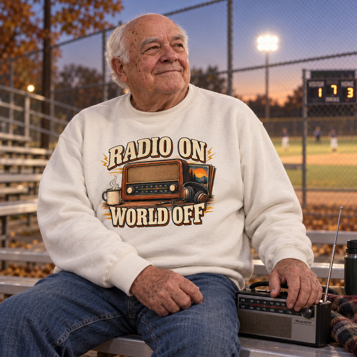 "Radio On World Off" Vintage Sweatshirt