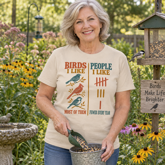 "Birds I Like Most Of Them. People I Like Fewer Every Year" Vintage T-Shirt