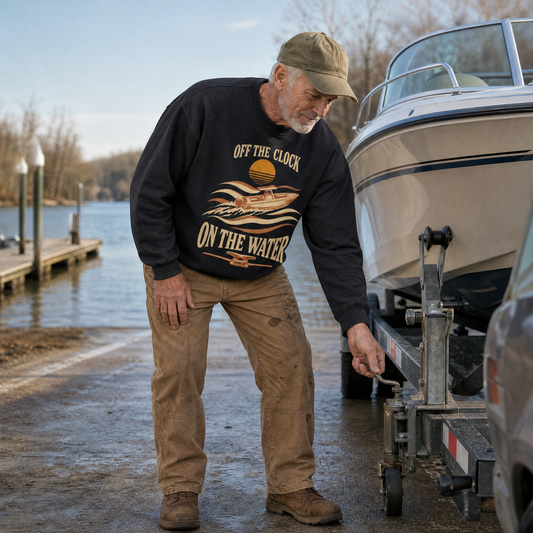 "Off The Clock On The Water" Vintage Sweatshirt