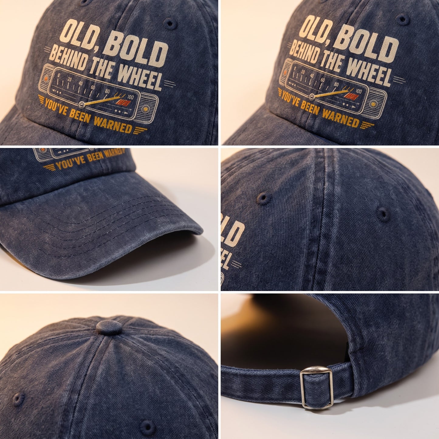 "Old, Bold, Behind The Wheel. You’ve Been Warned" Vintage Washed Cap