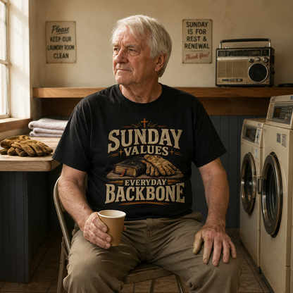 "Sunday Values. Everyday Backbone" Vintage T-Shirt