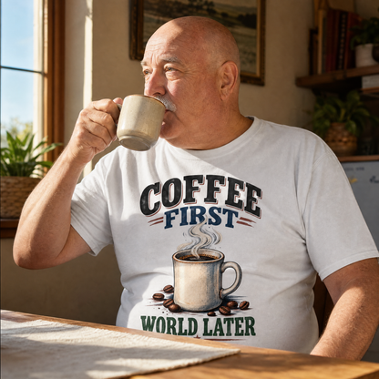 "Coffee First. World Later" Vintage T-Shirt