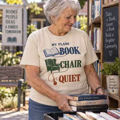 "My Plans Book Chair Quiet" Vintage T-Shirt