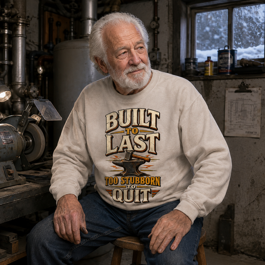 "Built To Last. Too Stubborn To Quit" Vintage Sweatshirt