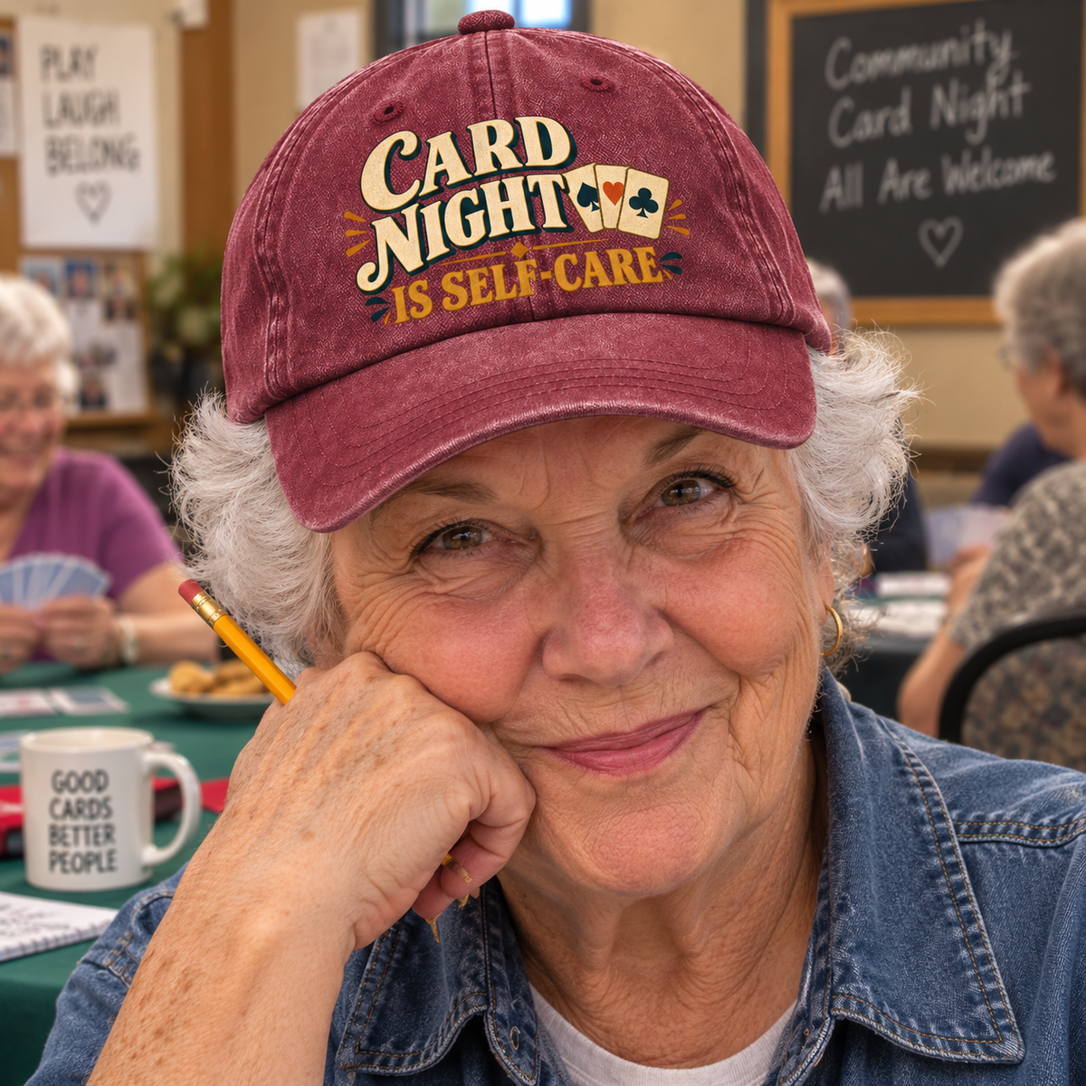 "Card Night Is Self-Care" Vintage Washed Cap
