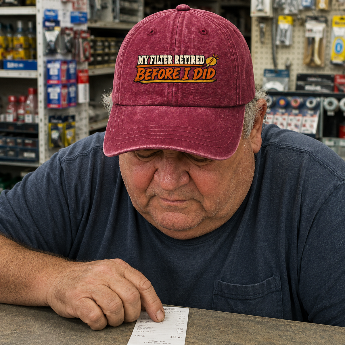"My Filter Retired Before I Did" Vintage Washed Cap