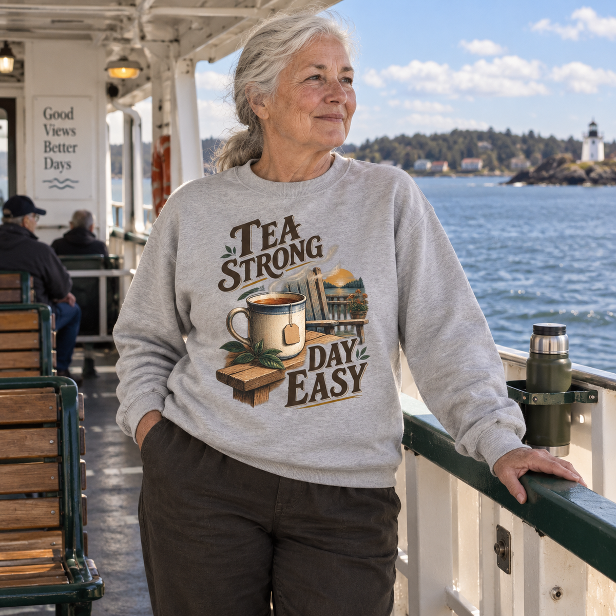 "Tea Strong. Day Easy" Vintage Sweatshirt