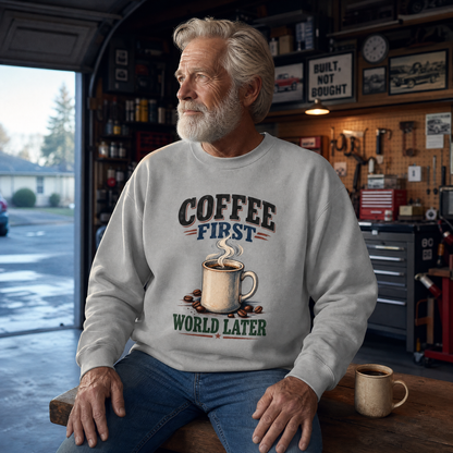 "Coffee First. World Later" Vintage Sweatshirt