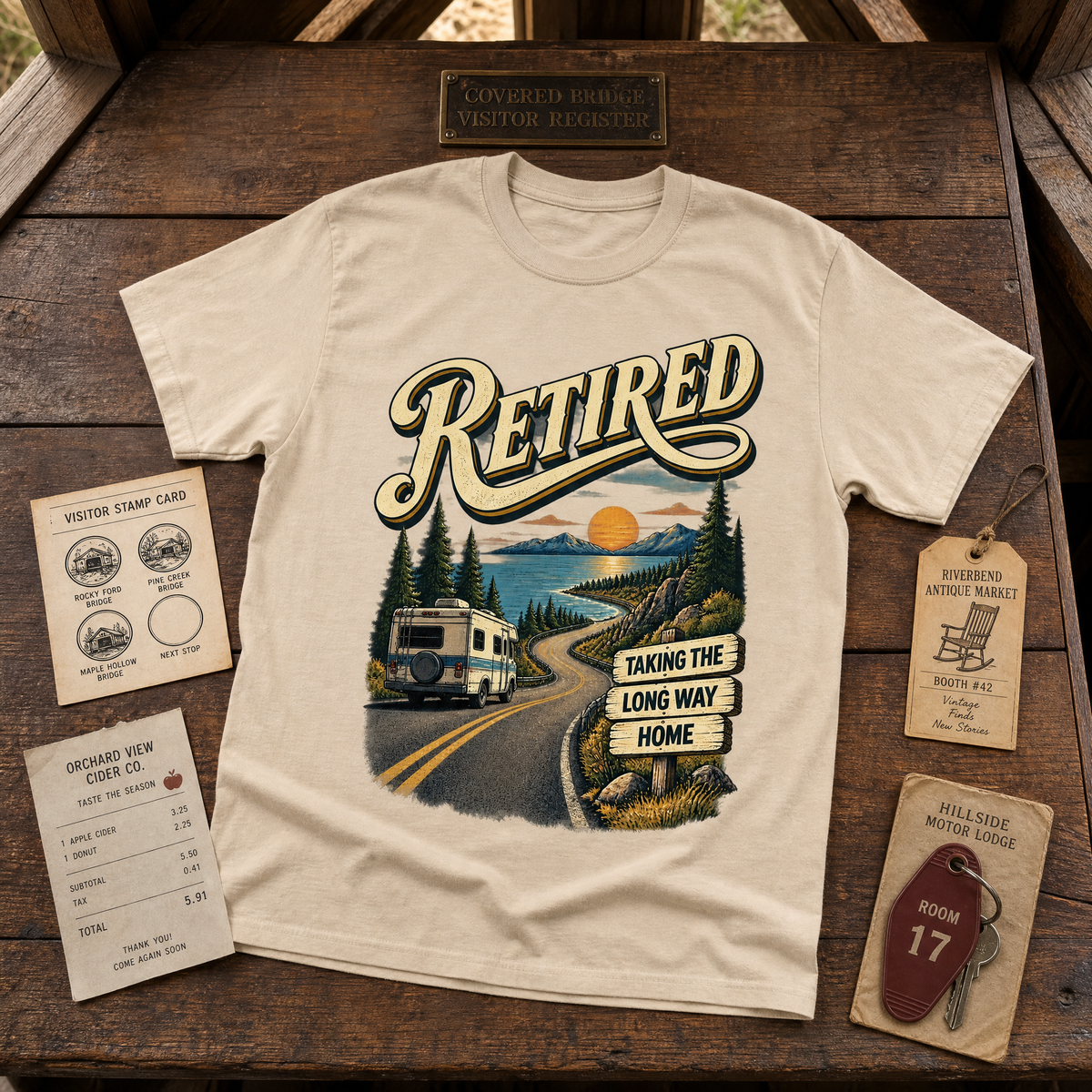 "Retired. Taking The Long Way Home" Vintage T-Shirt