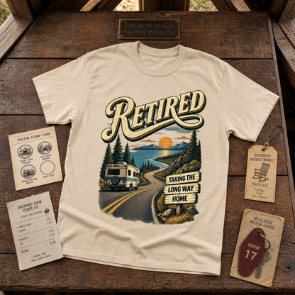"Retired. Taking The Long Way Home" Vintage T-Shirt