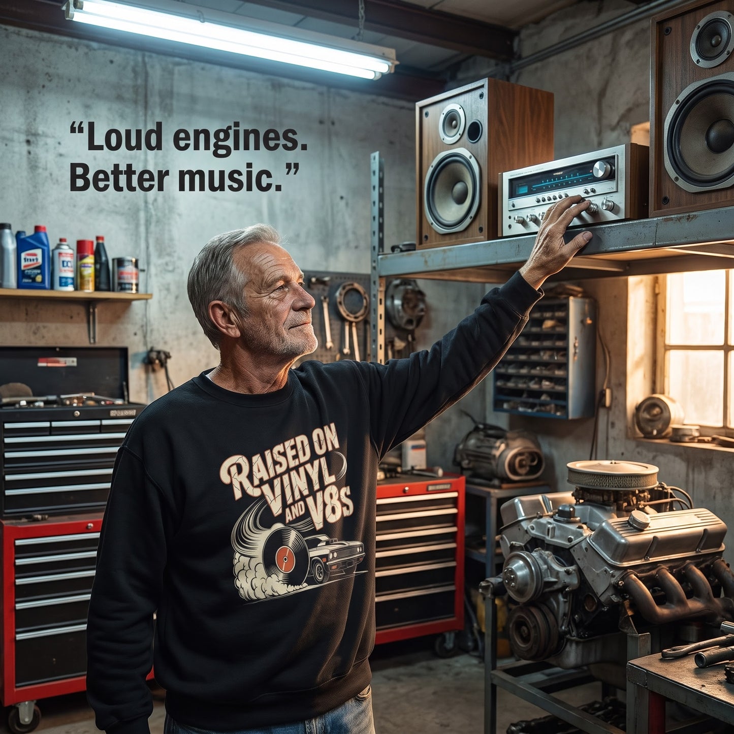 "Raised on Vinyl and V8s" Vintage Sweatshirt