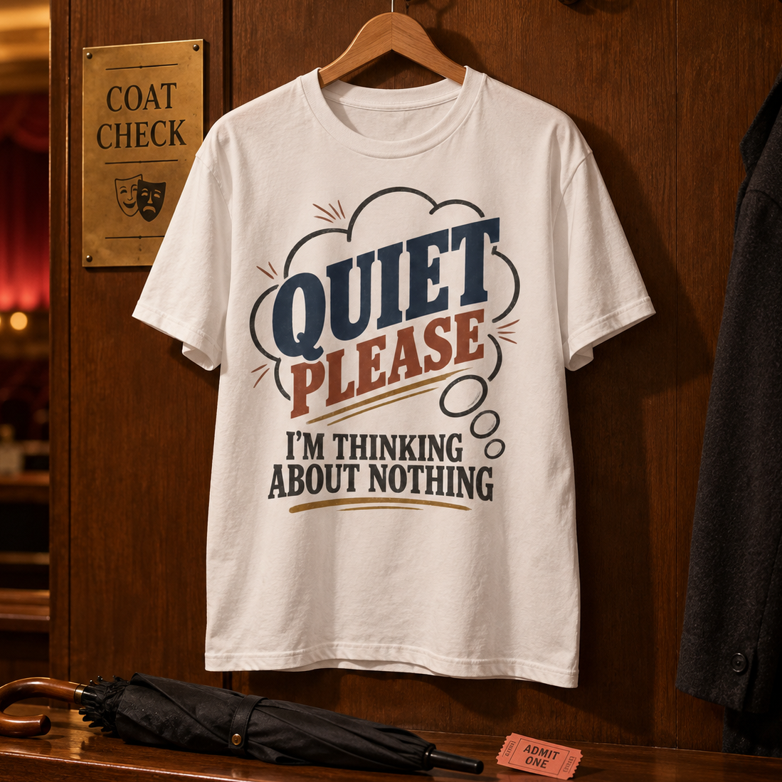 "Quiet Please. I'm Thinking About Nothing" Vintage T-Shirt