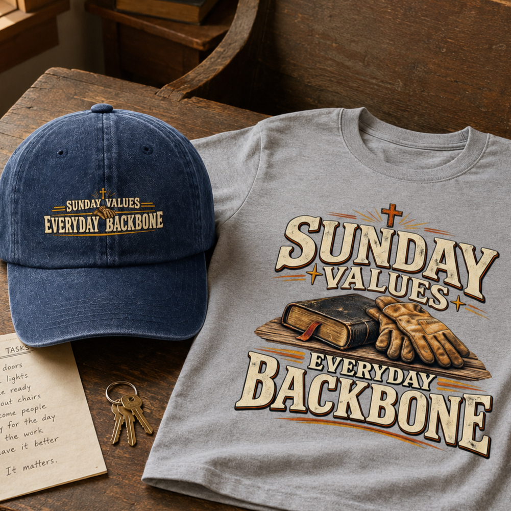 "Sunday Values. Everyday Backbone" Vintage Washed Cap