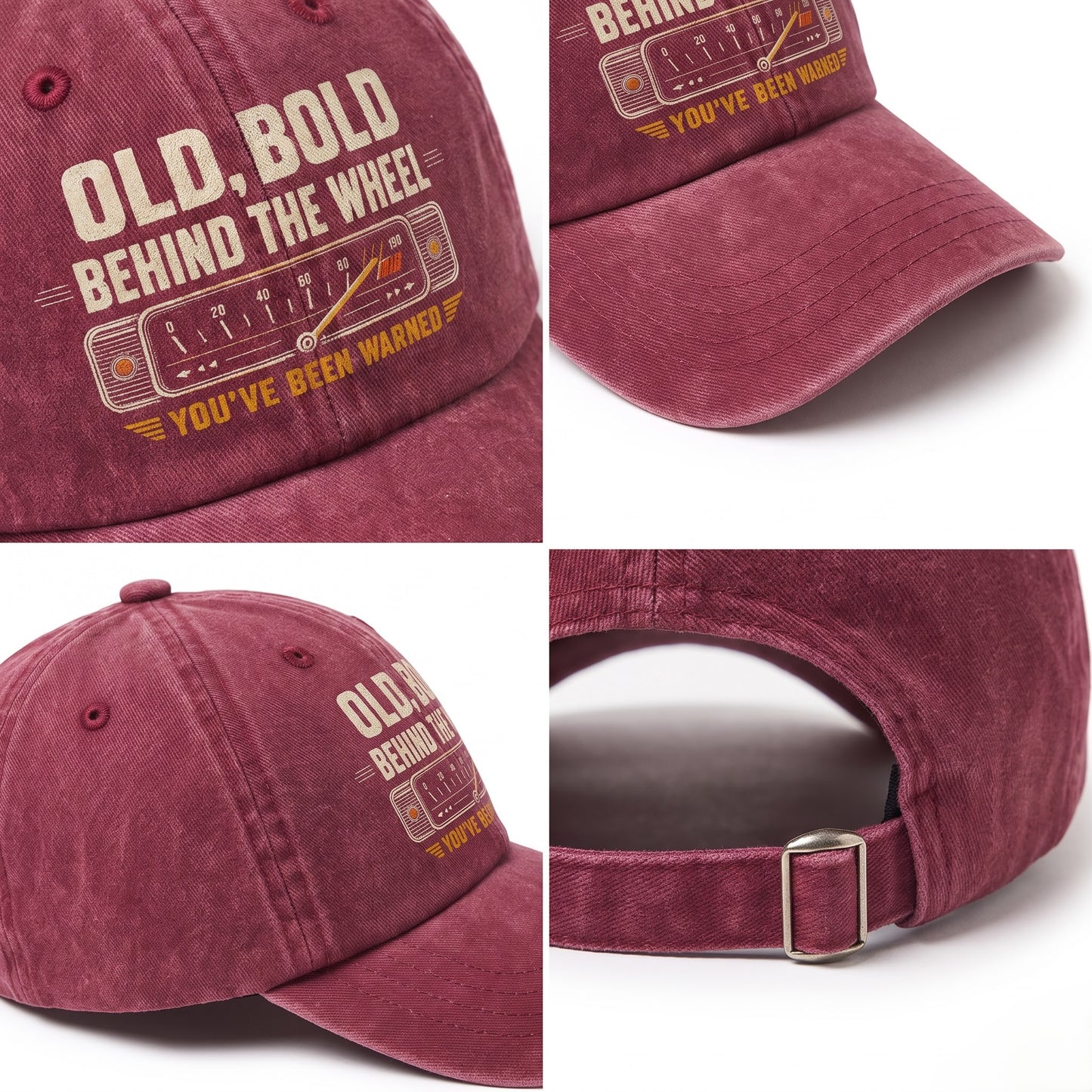 "Old, Bold, Behind The Wheel. You’ve Been Warned" Vintage Washed Cap