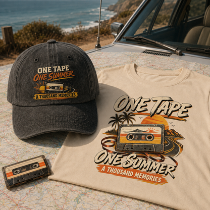 "One Tape One Summer A Thousand Memories" Vintage Washed Cap