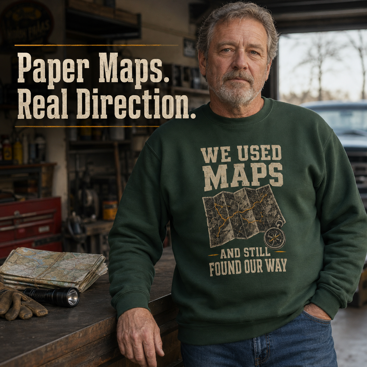 "We Used Maps and Still Found Our Way" Vintage Sweatshirt