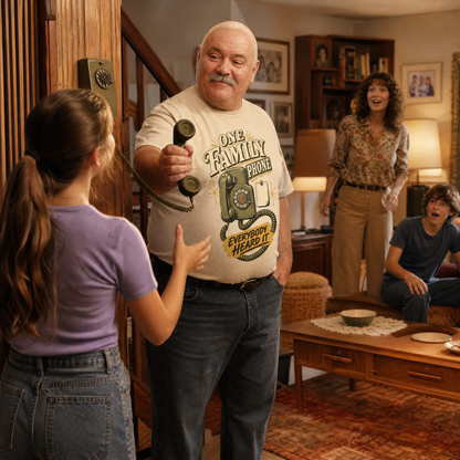 "One Family Phone. Everybody Heard It" Vintage T-Shirt