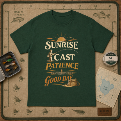 "Sunrise Cast Patience. Good Day" Vintage T-Shirt